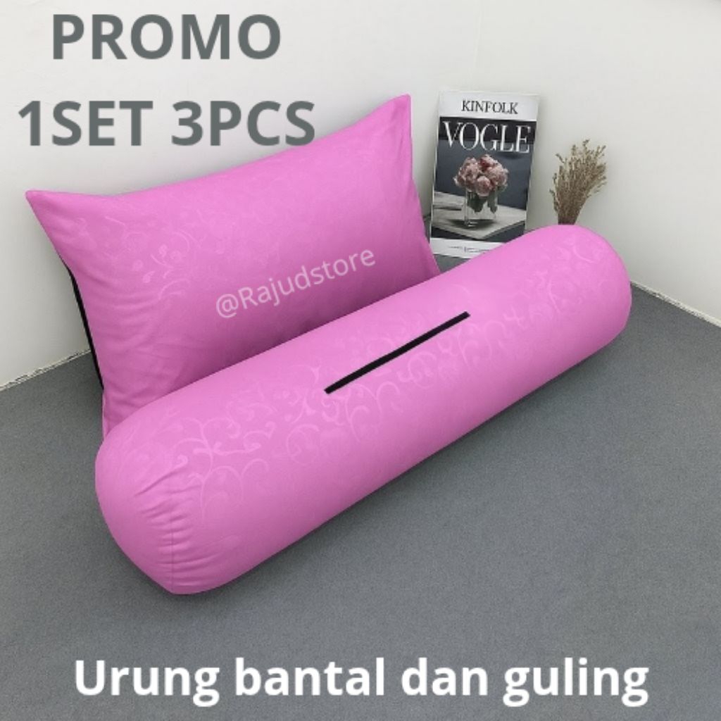 Promo (satu set) Urung Bantal Resleting Dan Urung Guling Motif Embos