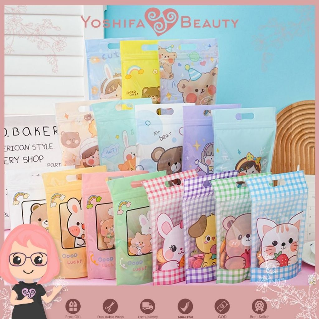 Standing Pouch Ziplock Lucu Zipper Bag 15 x 23 cm per 1 Buah