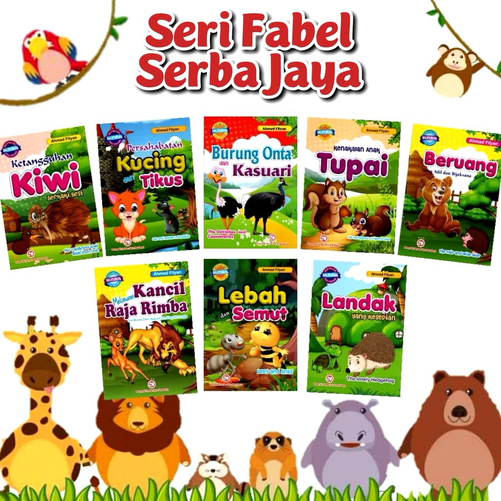 Buku Cerita Anak Bergambar Bilingual Dongeng Anak 16 Judul Mengenal Hewan