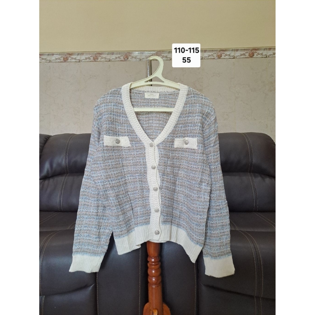 CARDIGAN ABU RAJUT TWEED PL