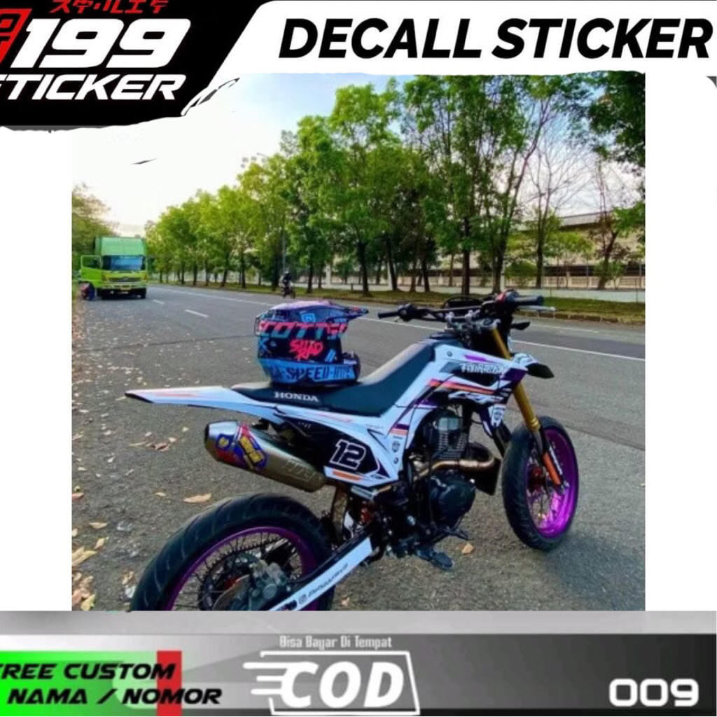 DECAL CRF 150 L PUTIH UNGU BAHAN MAXDECAL BISA CUSTOM