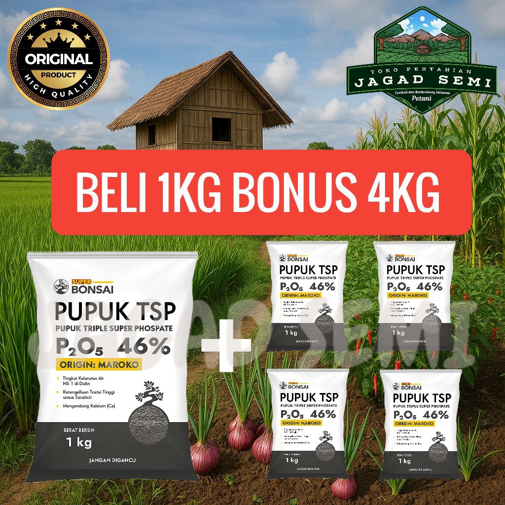 ORIGINAL  1KG + 4KG TSP P205 46%  SUPER BONSAI PUPUK FOSFAT ASLI MAROKO