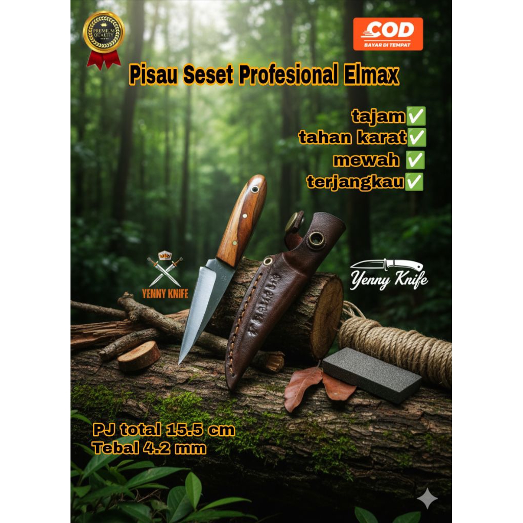 Pisau Seset Profesional Elmax Fulltang / Pisau Daging Elmax / Pisau Cheff