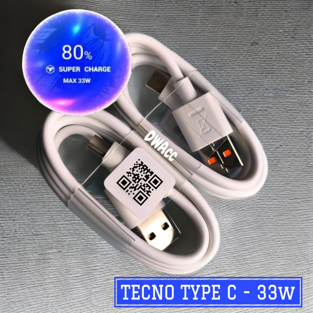Kabel Charger Tecno 33W Original Spark 20 Pro, Camon 20 Pro, Spark 20 Pro+, Spark 30 PRO, Pova 3