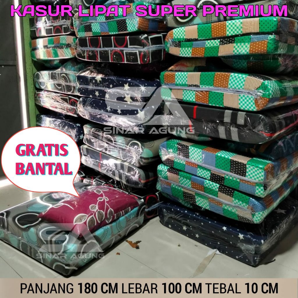 KASUR BUSA LIPAT  FULL +GRATIS BANTAL TEBAL 10CM