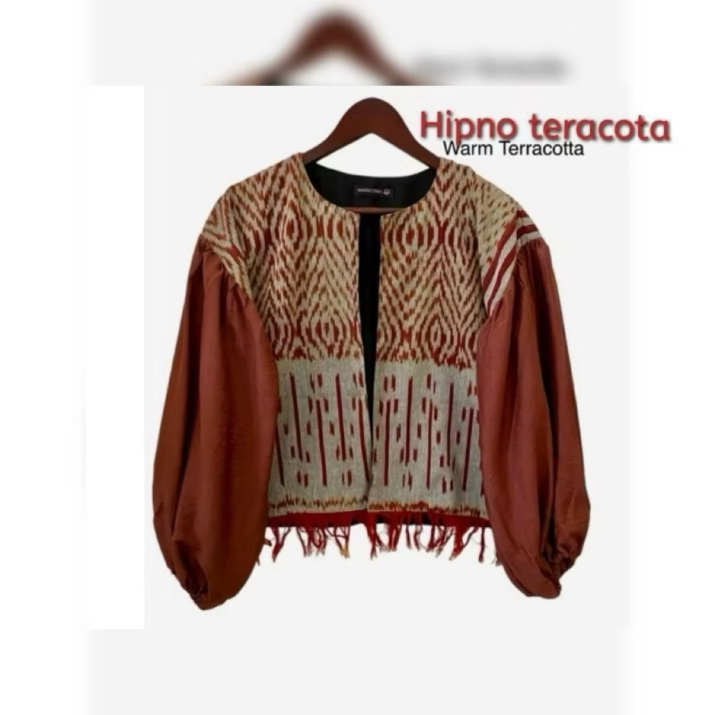 blazer tenun kombinasi yui -Baju tenun -Blouse tenun