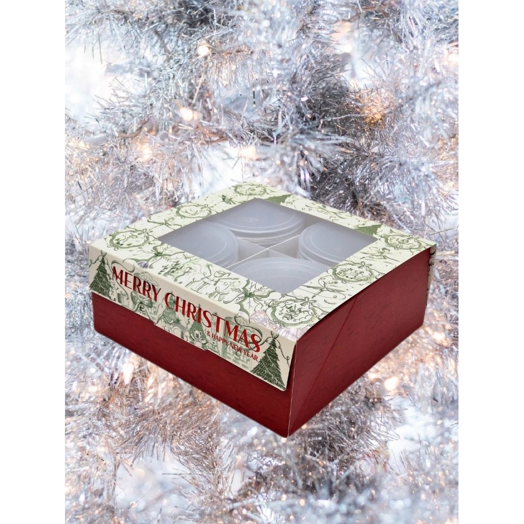 KOTAK BOX HAMPERS NATAL CHRISTMAS BISA MUAT 4 TOPLES JAR 400 ML