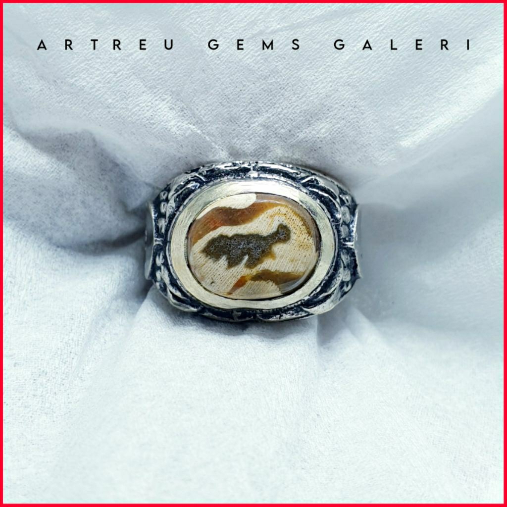 Batu Fokay Gambar ( Kucing Anggora ) | COD Bisa | Cincin Batu Akik Ring 5-10