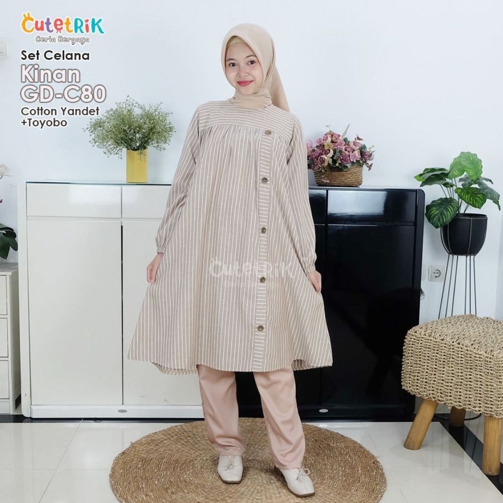 4. TERBARU SET SETELAN CELANA TUNIK BEENA BY CUTETRIK PINK ANAK PEREMPUAN  MUSLIM GAMIS TERBARU BROK