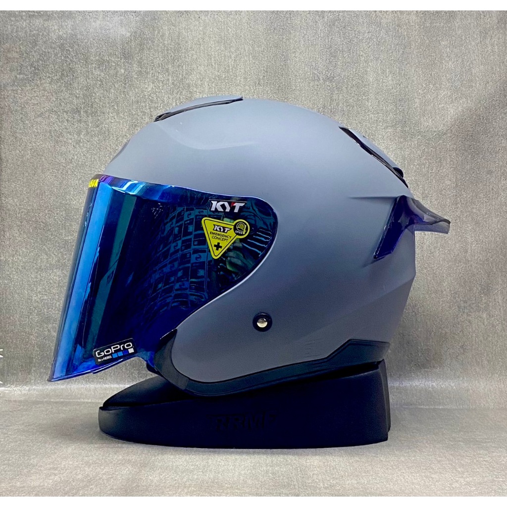 KYT KYOTO SOLID ALL WARNA PAKET GANTENG KC BLUE FREE SPOILER 2D & 3D - HELM KYT ORI SNI HALF FACE SI