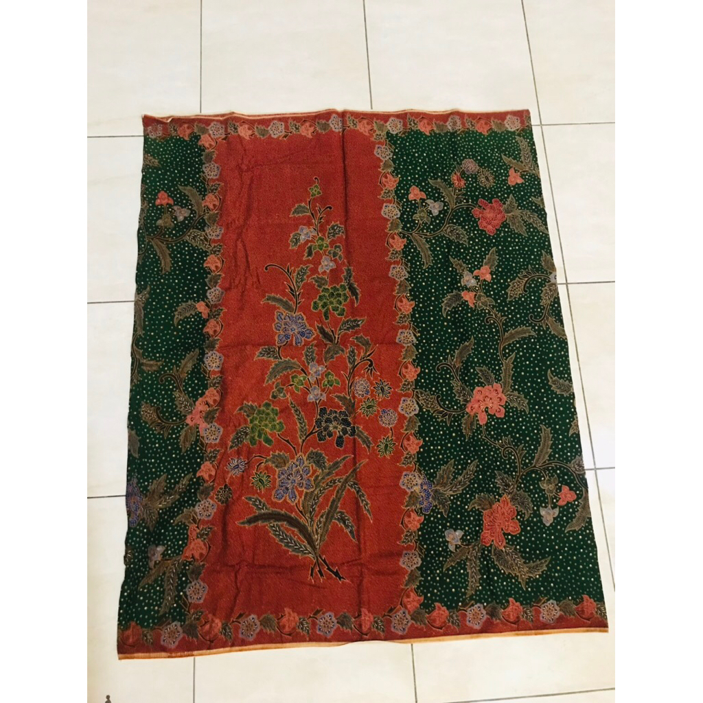 Preloved kain sarung batik hijau motif 14