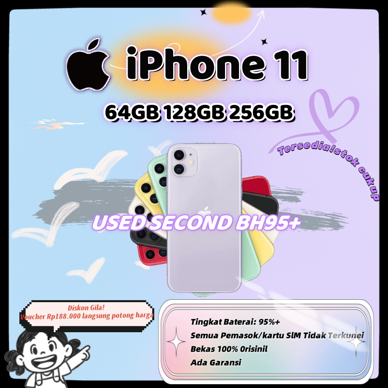 Apple iPhone 11 Indonesia Ready Stock, iP11 128/256/512GB, Second