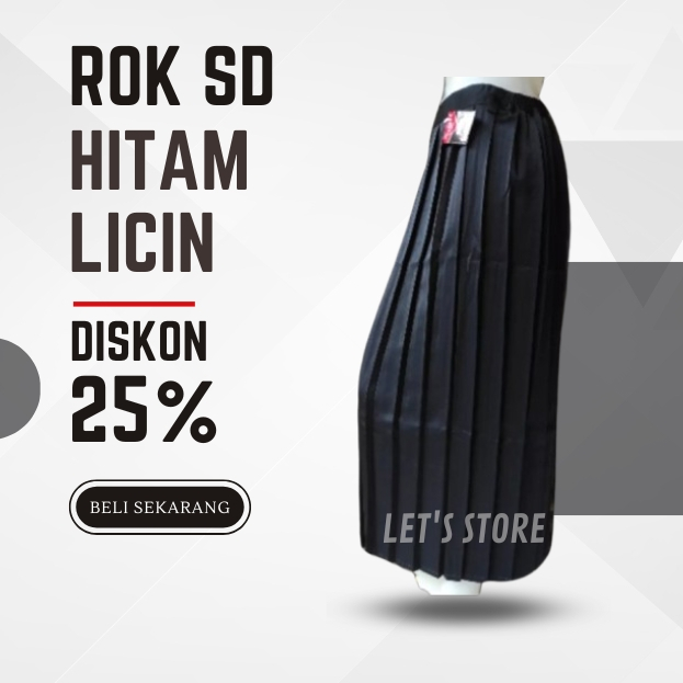 Rok Panjang Rempel SD Hitam Bahan Licin