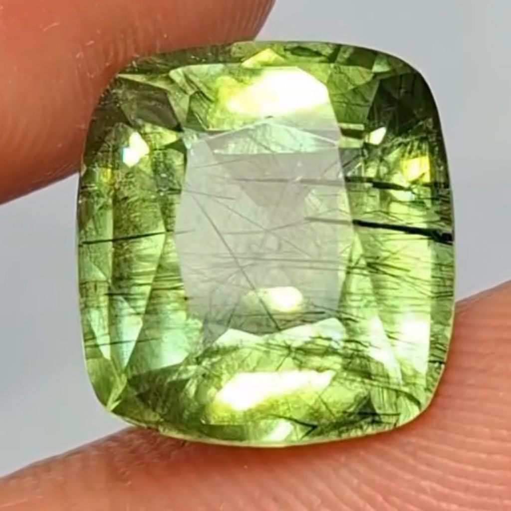 Natural Rutilated Peridot 6.90ct NTD Burma Myanmar Full of Luster