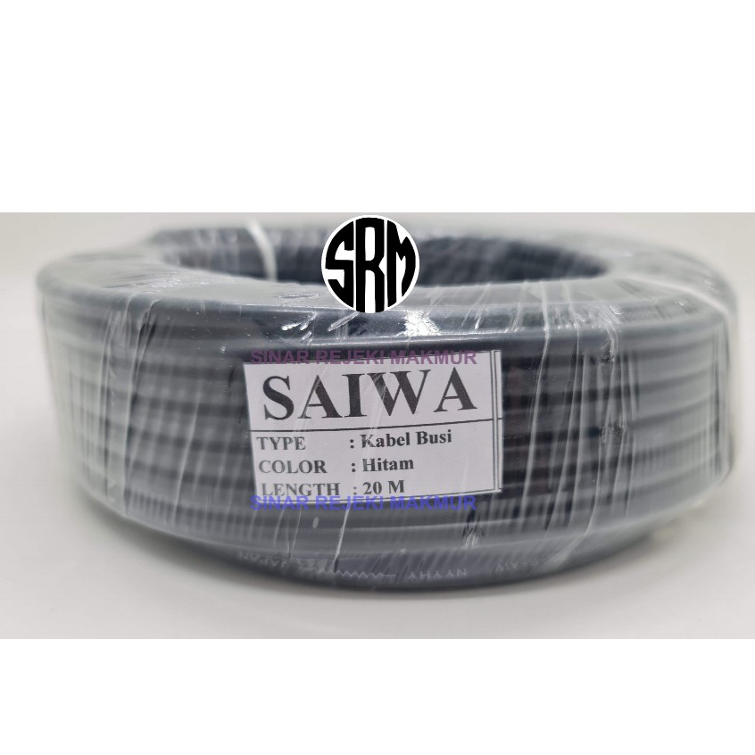 KABEL CABLE BUSI MOBIL METERAN SAIWA HITAM 20 METER BAHAN TEMBAGA