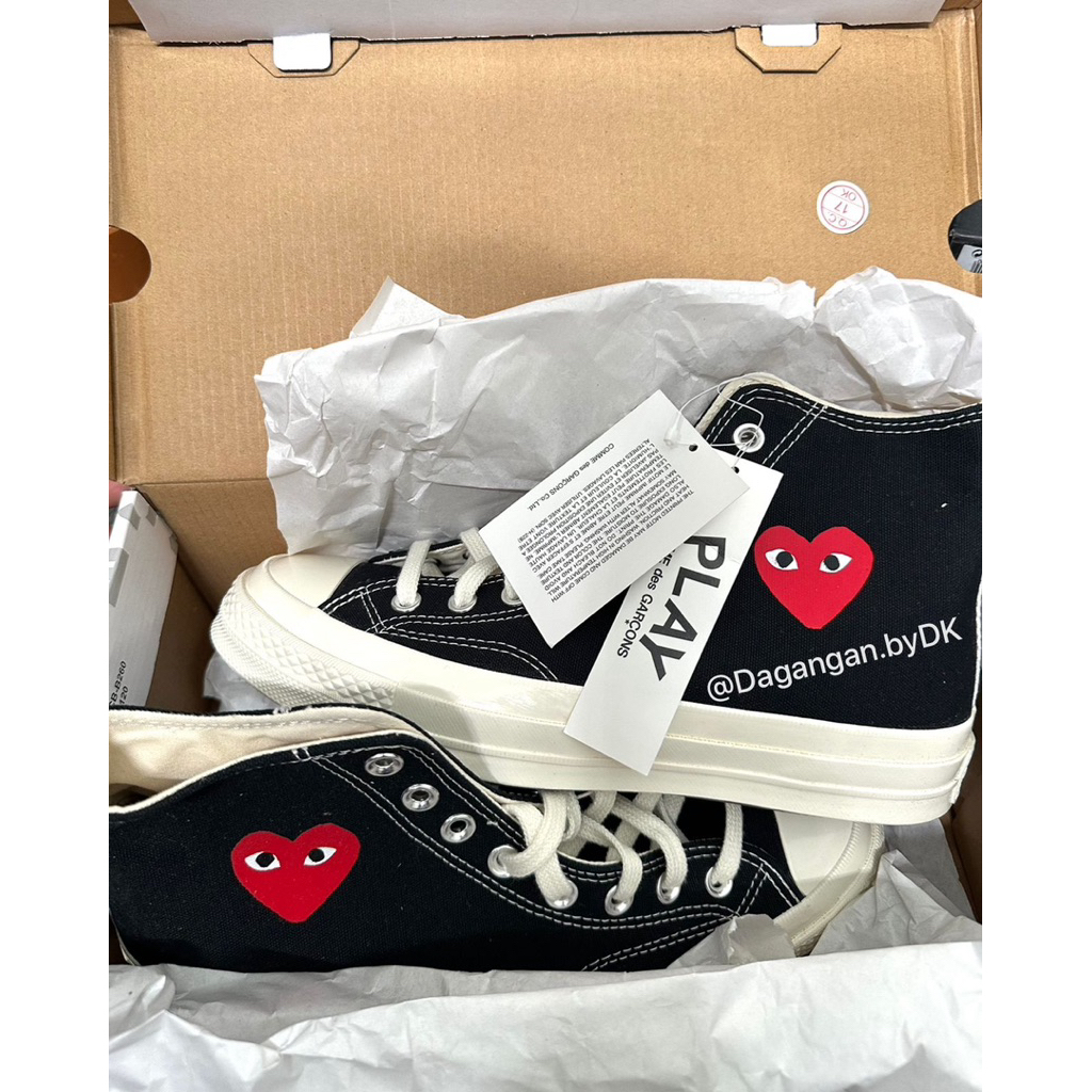 Sepatu Converse Pla*y CDG (Comme des Garcons) Original 100% Full Black