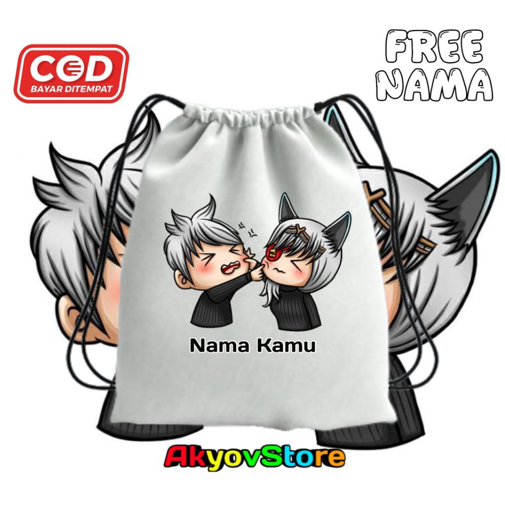 tas serut Anak olahraga, sekolah, mengaji,TK, SD, paud - tas serut free fire couple imut - tas serut