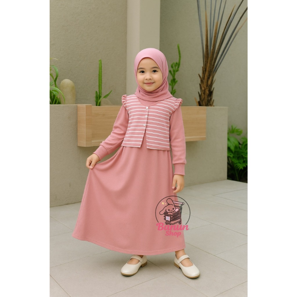 Gamis Blazer Mutiara Anak Perempuan Bahan Knit Waffel Usia 1 Sampai 12 Tahun Gamis Kekinian