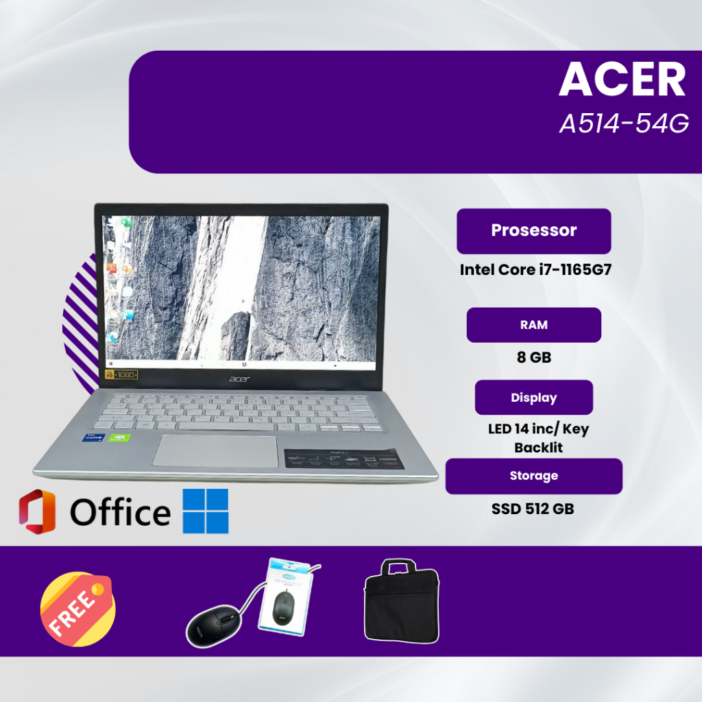 Laptop ACER ASPIRE A514-54G Core i7-1165G7 Ram 8 GB