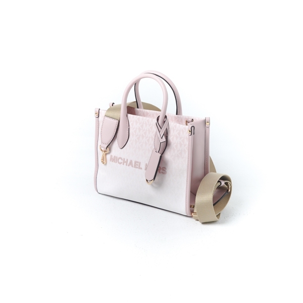 Tas MK TEXT MONOGRAM GRADIENT WHITE PINK TOP HANDLE SHOULDER BAG 100% ORIGINAL
