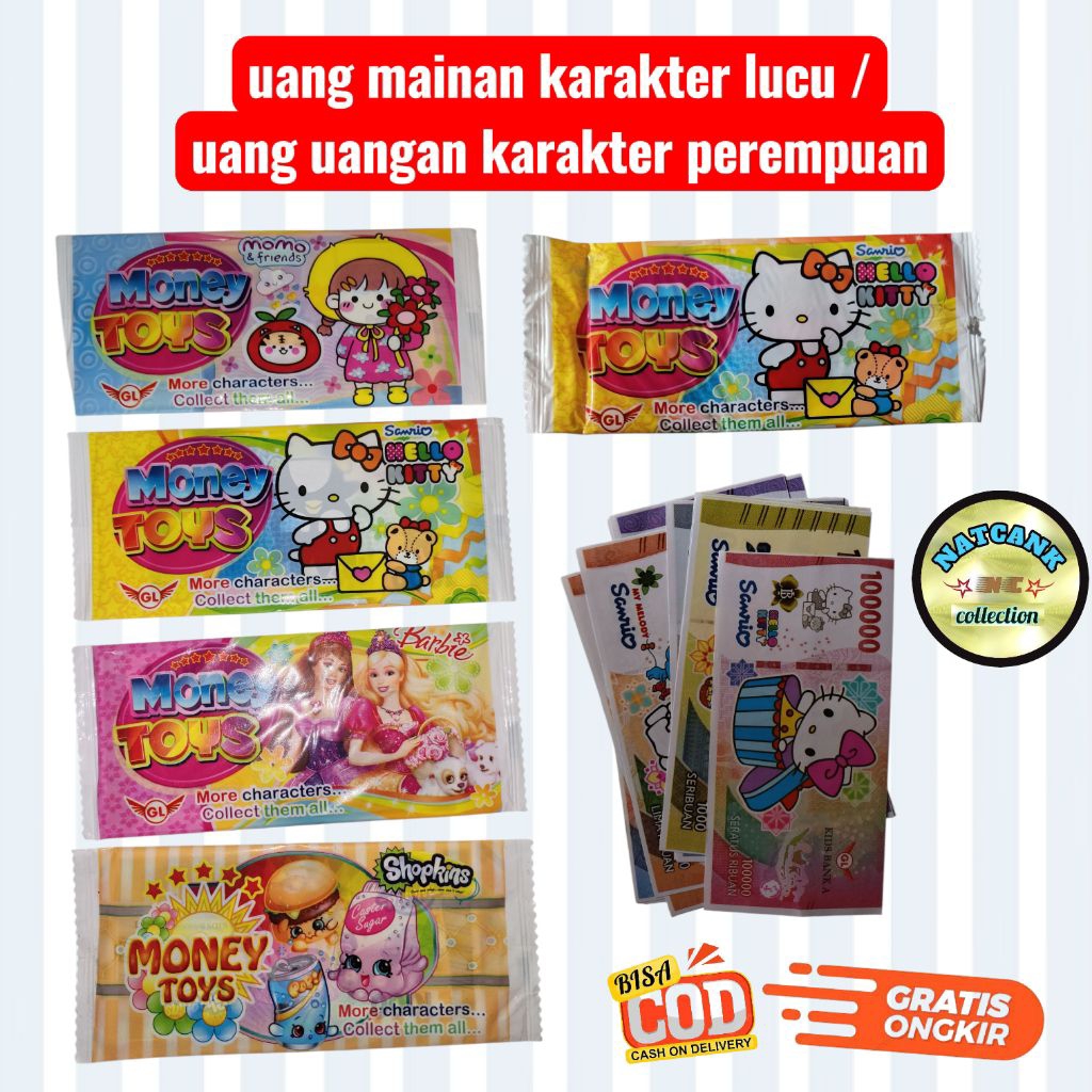 Mainan Uang Kartun Lucu – Motif perempuan Random, Cocok untuk Belajar Anak