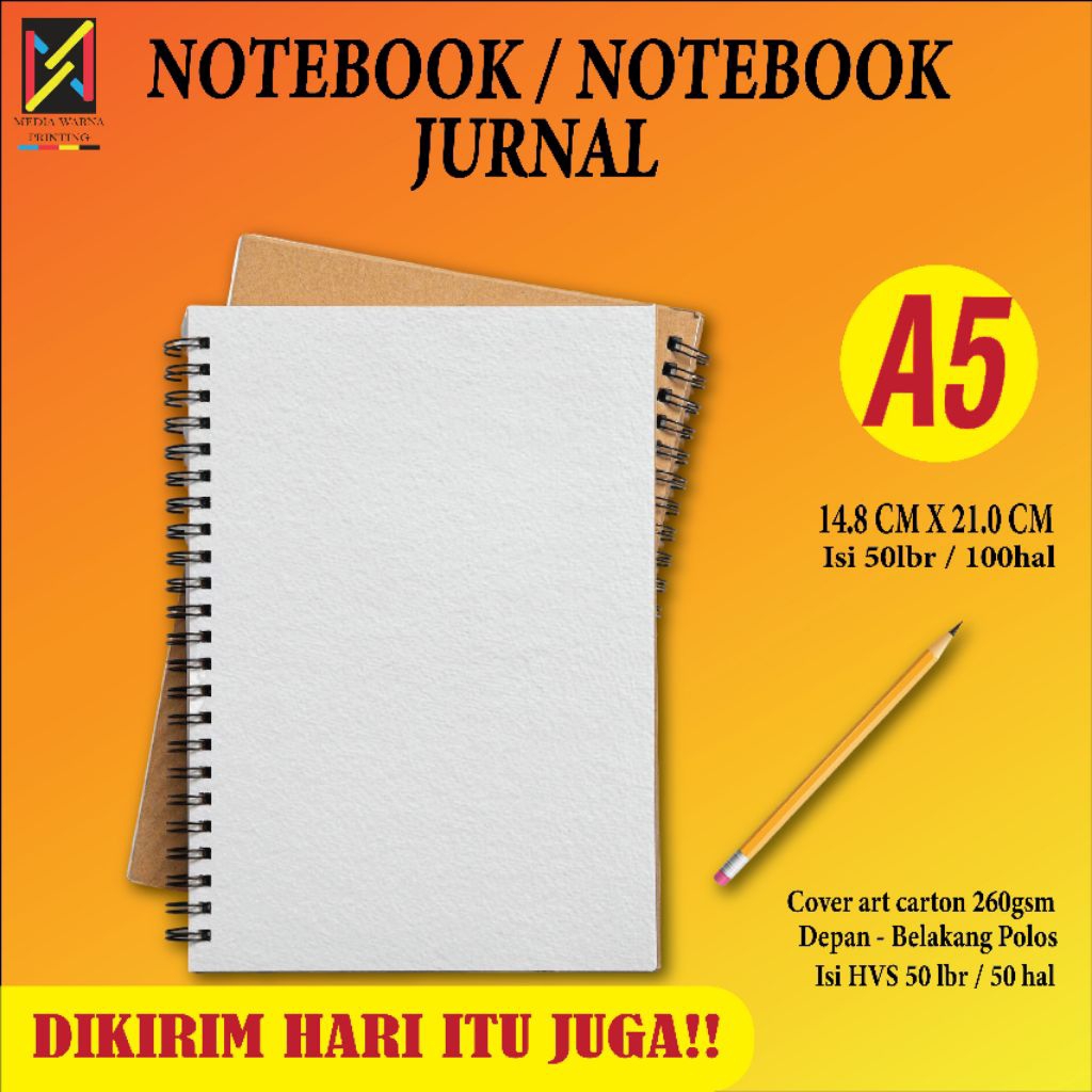 Notebook / Diary Book / Notebook Spiral - Ukuran A5 / Caver Polos ( Isi 100 Halaman - 50 Lembar)