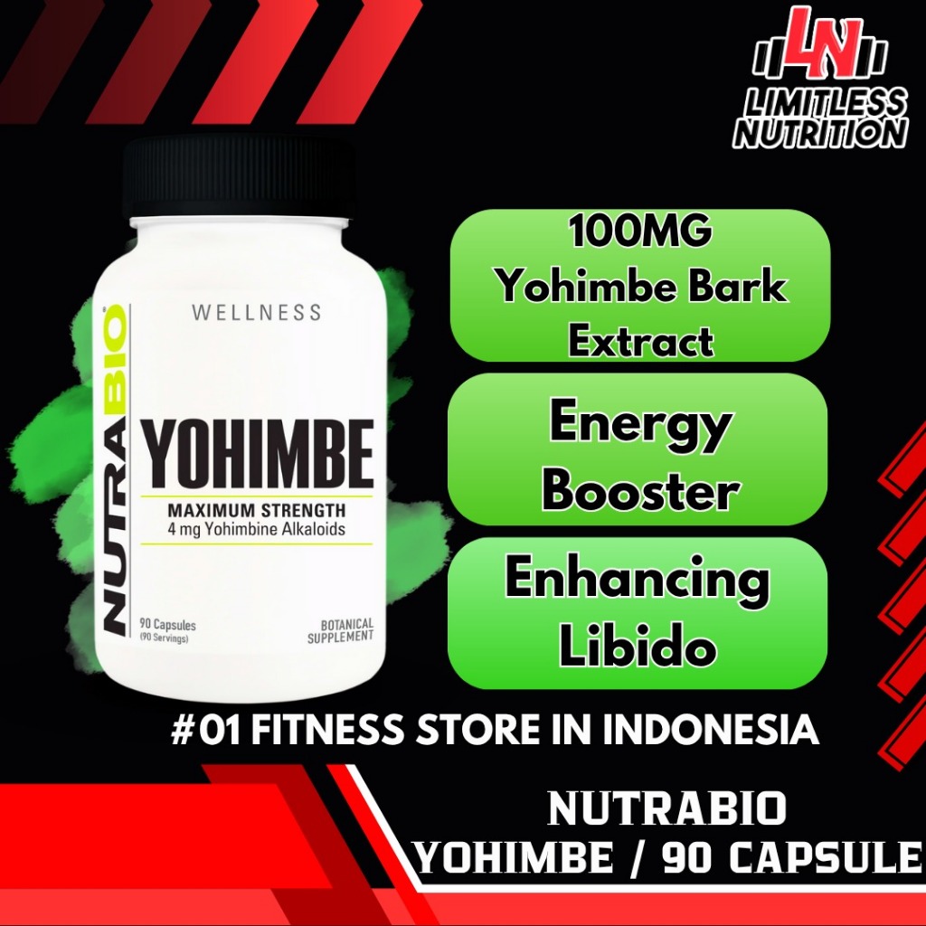 (PROMO!) Nutrabio USA Pure YOHIMBE 4mg - 90 Capsule Maximum Strength 100mg Fat Loss Men Vitality