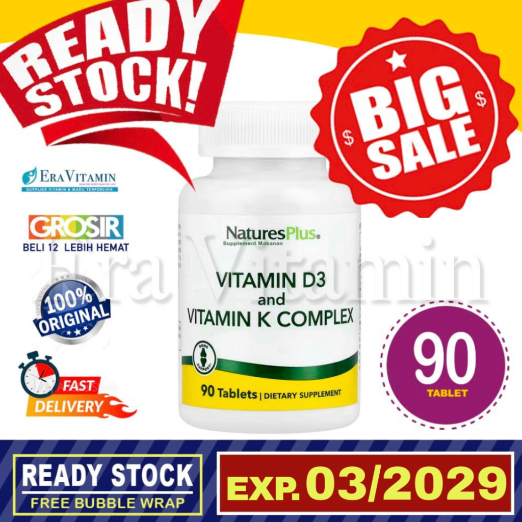 Natures Plus D3 & K2 - 90 capsules || D3 2500 iu & K2 120 mcg NaturesPlus