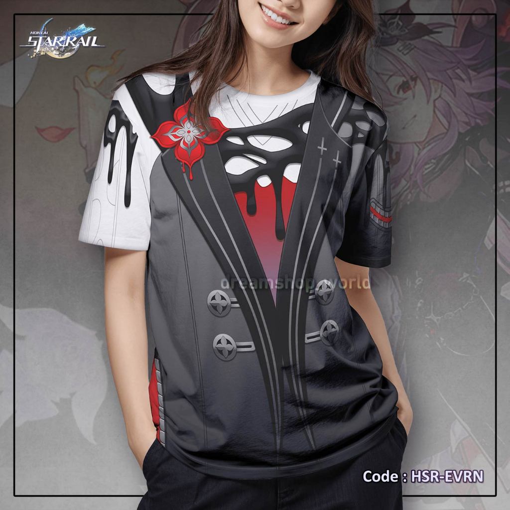 Baju Kaos Fullprint Pria Wanita Kasual Cosplay Anime Game Honkai Star Rail March 7th - Evernight