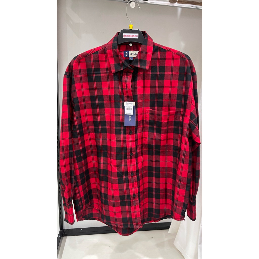 nevada kemeja kotak wanita bahan katun