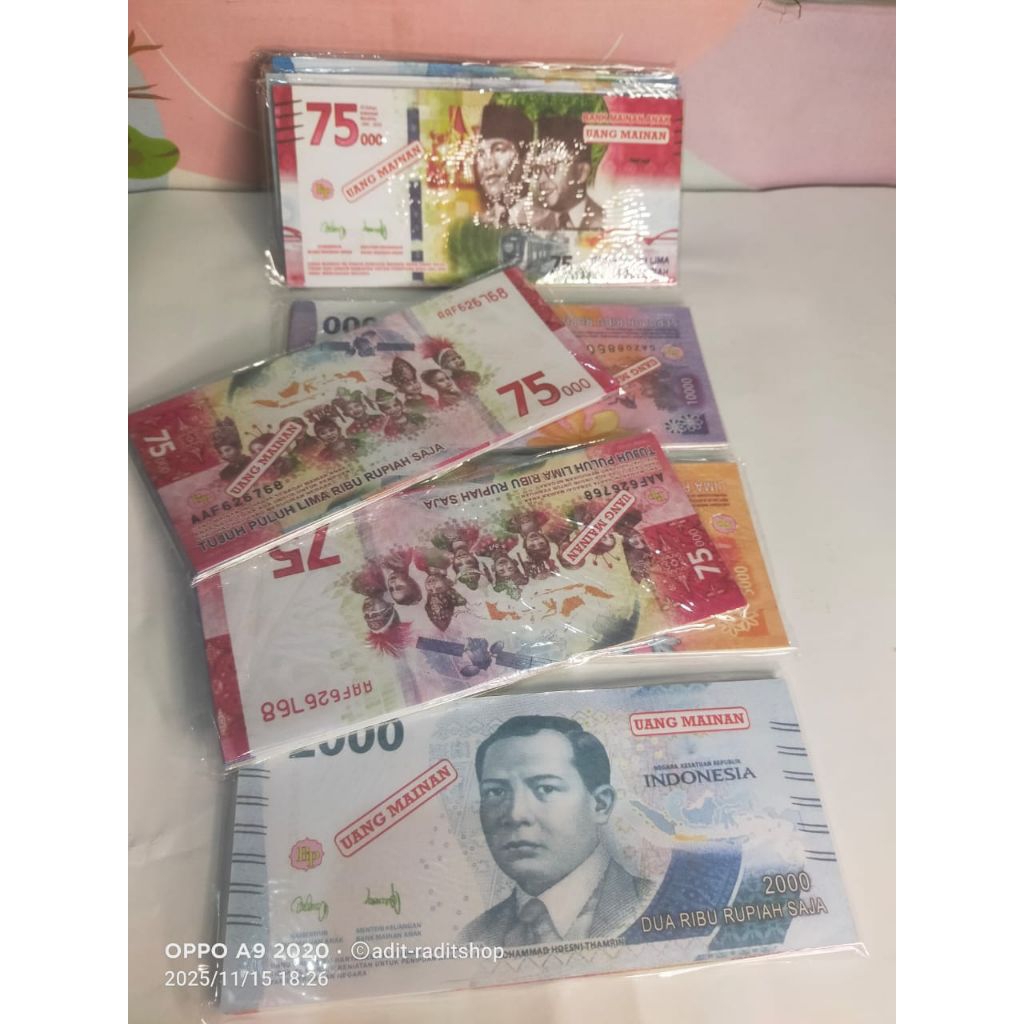 Mainan Uang uangan 300 Pcs Mirip Asli Uang monopoli