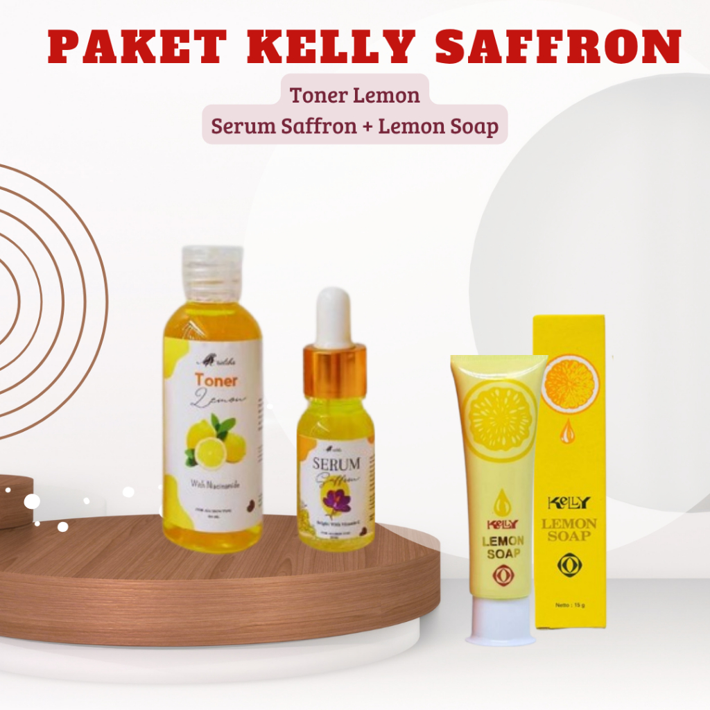 PAKET KELLY SAFFRON Kelly Lemon Soap 15gr + Serum Saffron + Toner Lemon