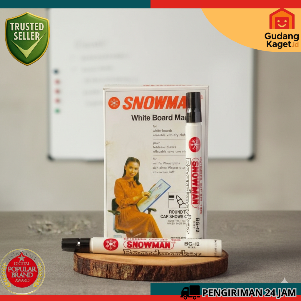 [1lusin] Spidol non permanen snowman spidol BG-12 whiteboard