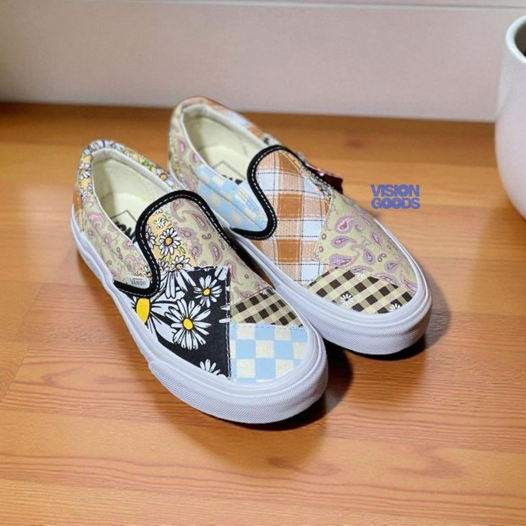 Sepatu Pria Wanita Vans Slip On Meadow Patchwork