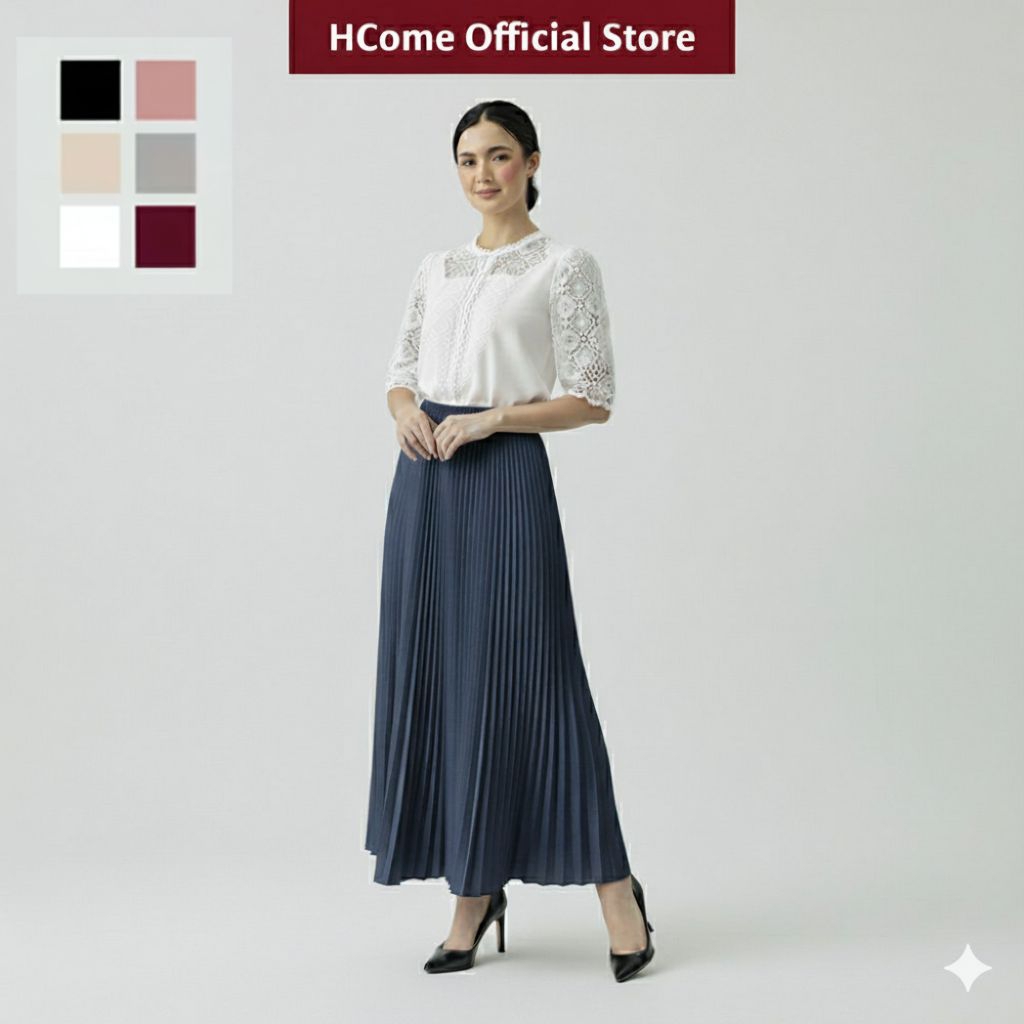 Rok Plisket Mayung Jumbo Premium Hitam Tebal Belah Samping Variasi Putih Mini Scuba Kain Span