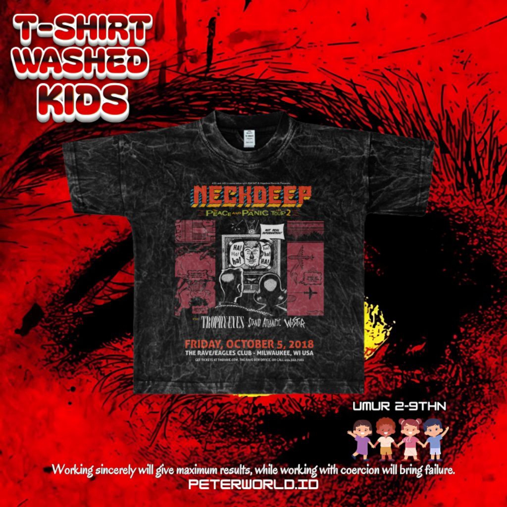 Kaos Band Neckdeep The Peace And The Panic The Tour 2 Anak Washing Oversize Vintage Tee | Kaos Overs