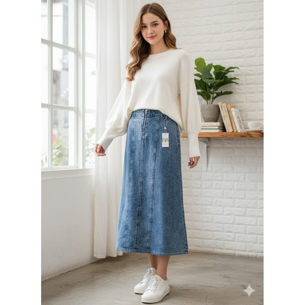 ROK JEANS ZARA ZIPPER