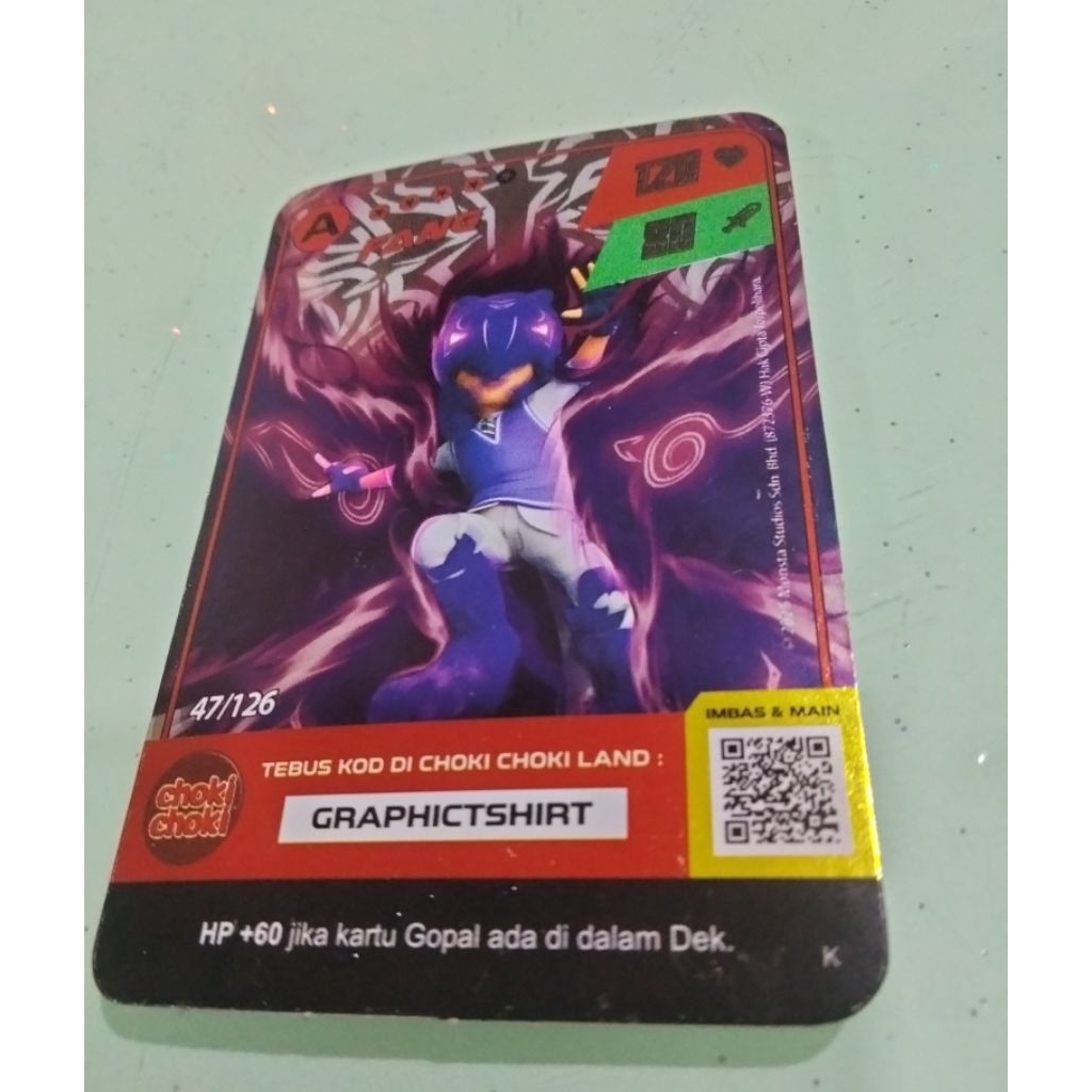 KARTU CARD BOBOIBOY FANG GRADE A 47/126 ORIGINAL