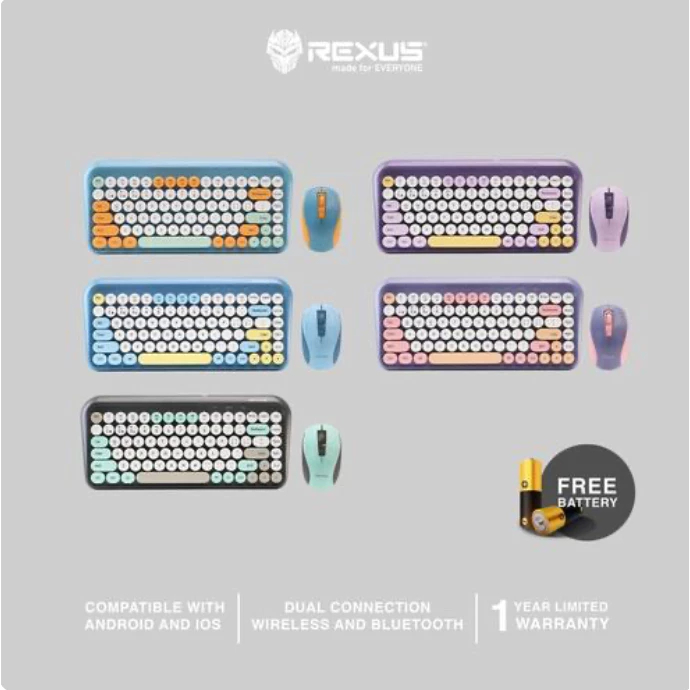 REXUS KM11 Keyboard Mouse Wireless Combo Bluetooth