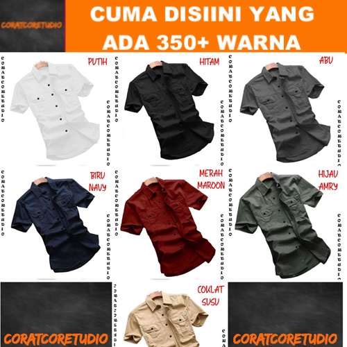 READY STOCK REALPIC GRAYWOLF CORATCORETUDIO Hem Cowok Kemeja Pria Dua 2 Kantong Saku Reguler SlimFit