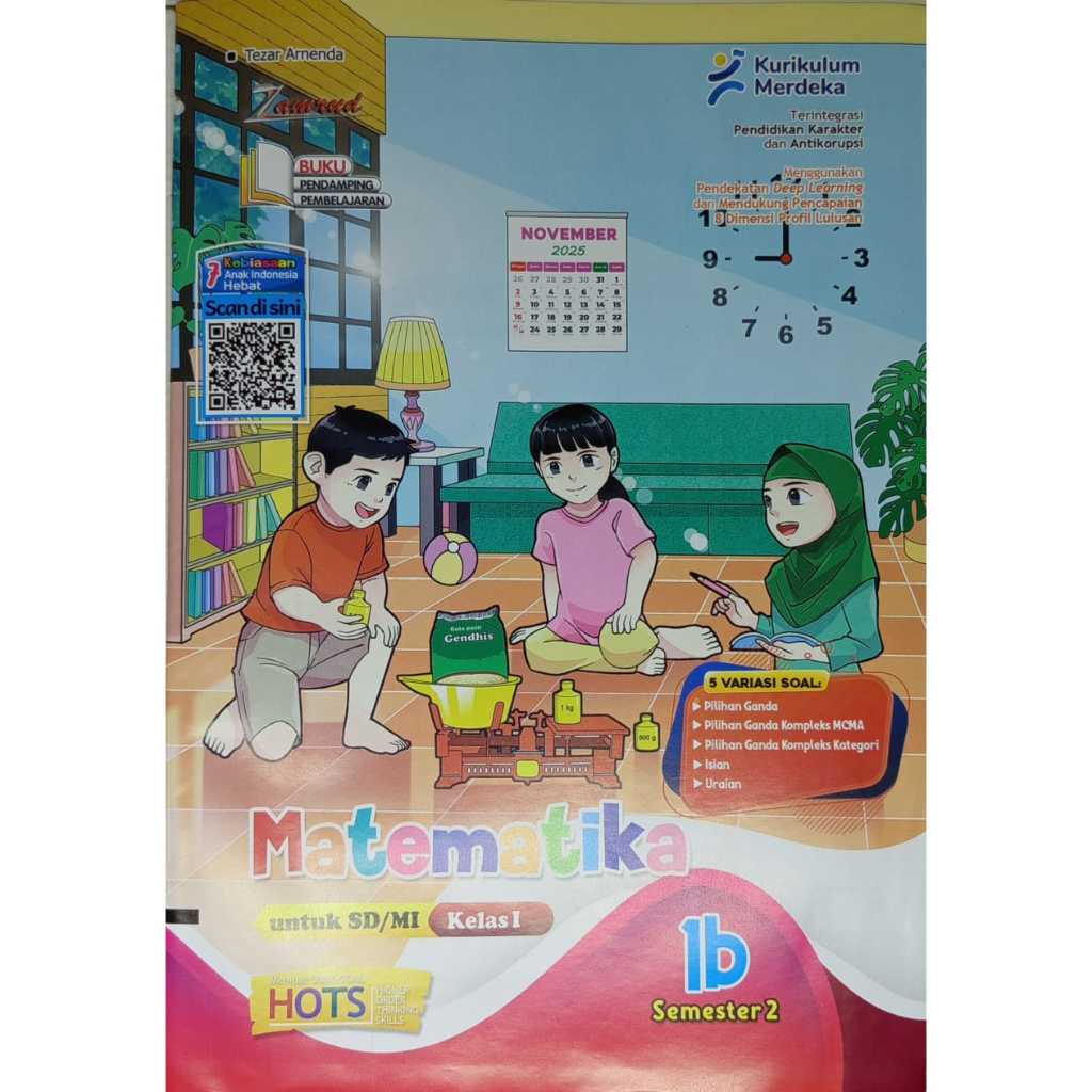 BUKU LKS MATEMATIKA KELAS 1 SD/MI SEMESTER 2 KURIKULUM MERDEKA 2025-2026 ZAMRUD