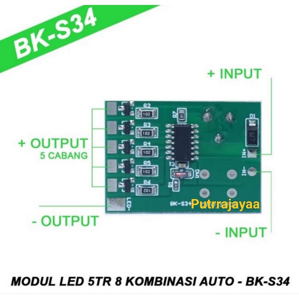 Modul Led Running S34 5 Jalur 5TR 8 Mode Otomatis