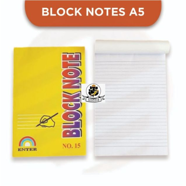 BLOCK NOTE/WRITING PAD A5 ENTER KUNING ISI 25 LEMBAR