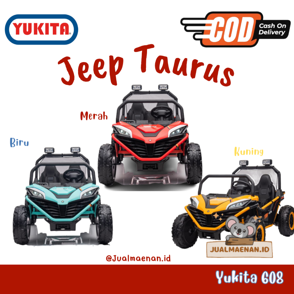 Mainan Anak Mobil Aki JEEP YUKITA 608 TAURUS - MERAH - Kuning