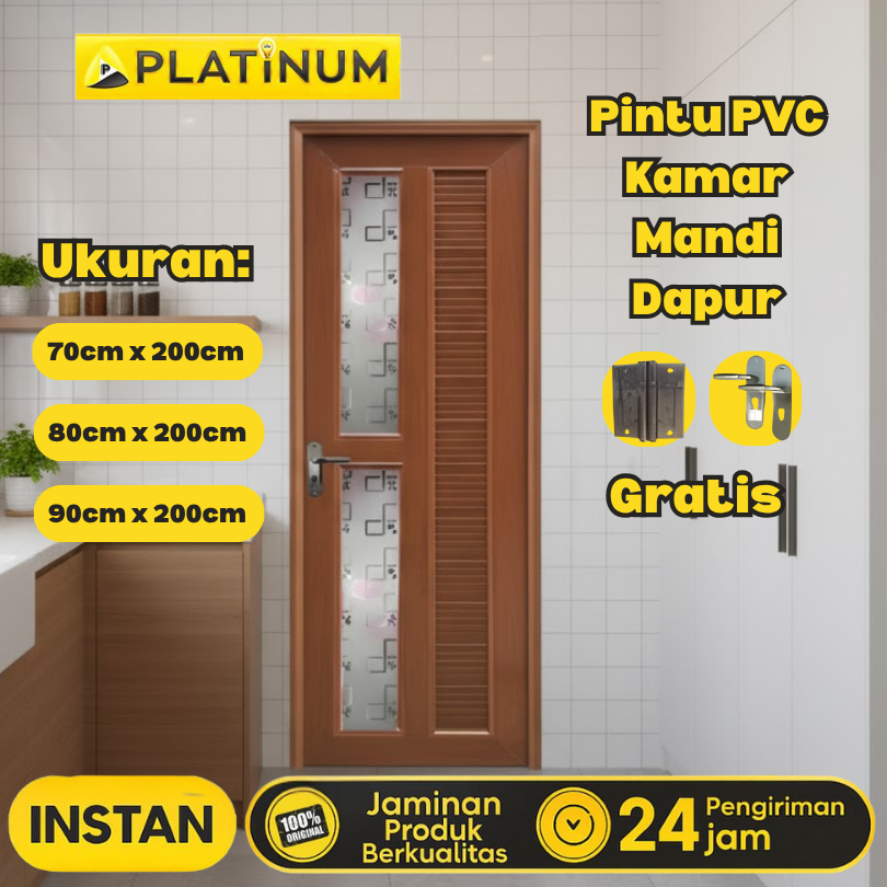 Pintu PVC Kamar Mandi Pintu Kamar Tidur Ruang Tamu Tebal Tahan Lama Ukuran 90 x 200 Platinum Special