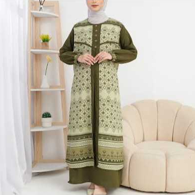 Gamis Panjang Wanita Mixx Brukat Motif Lengan Panjang Elegan By AZKA Collection