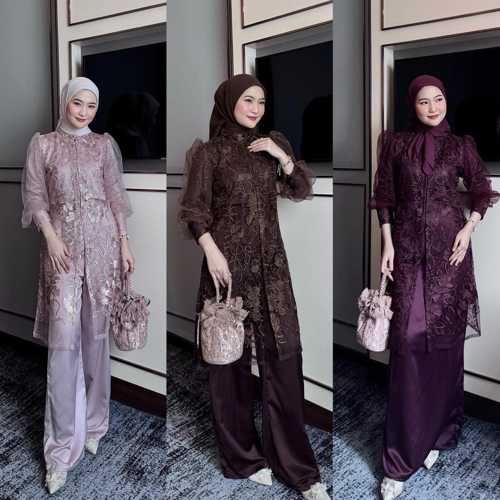 Mayisa One Set Brukat Inner Celana Baju Kondangan Lebaran Silk Terbaru