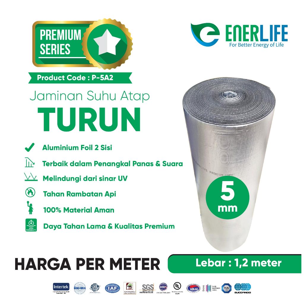 ENERLIFE PREMIUM Aluminium Foil Atap Rumah Exclusive 5mm Harga Per Meter