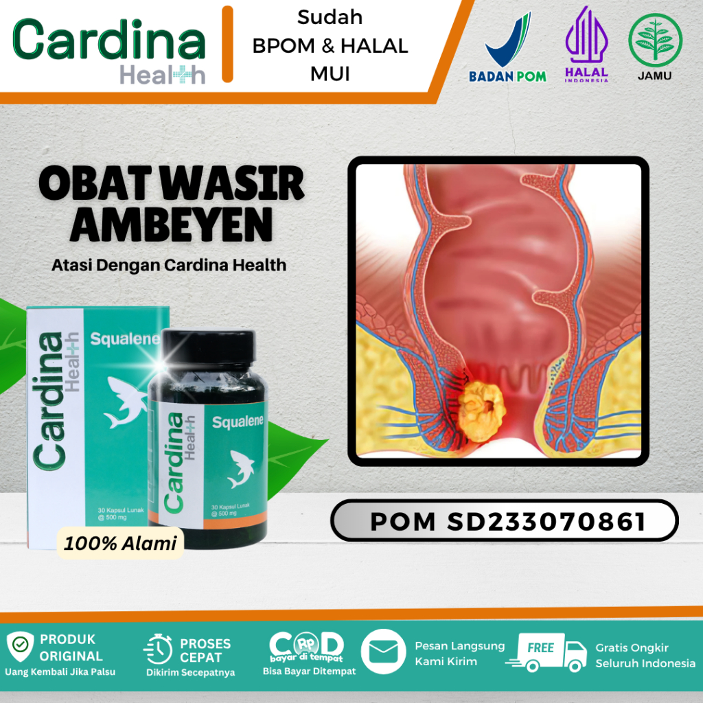 Cardina Health Squalene - Obat Wasir Ambeyen, Susah Bab, Ambeien & Wasir Luar Dalam Atasi Dengan Car