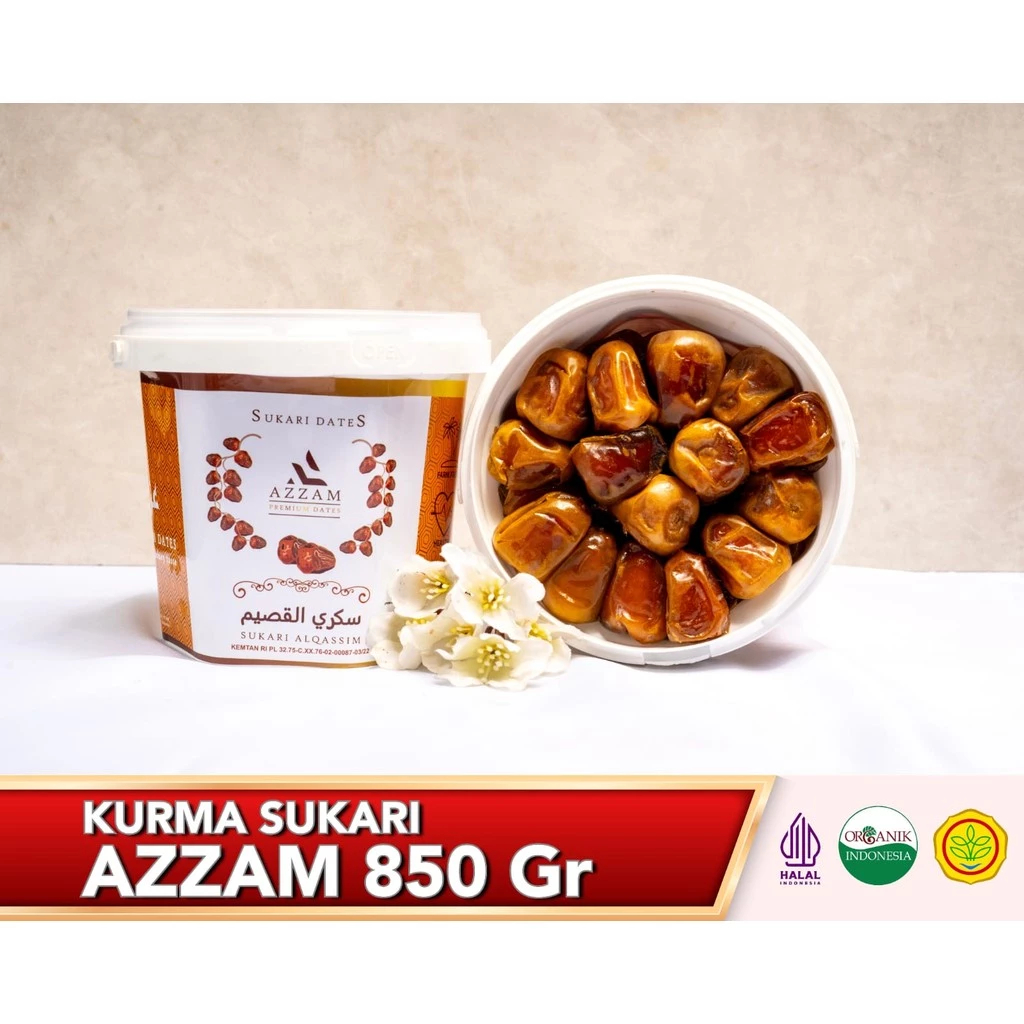 Kurma Sukari Premium Azzam Kemasan Ember 850 Gr Qurma Qorma Korma Asli Orignal